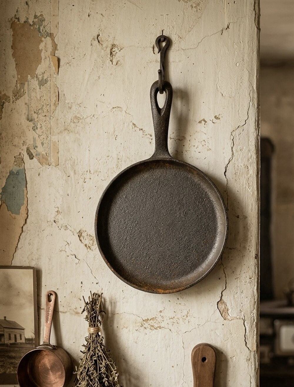 Unseasoned Cast Iron Small 6.5” Pan Vintage Black Wall Hanger Bio Hacker